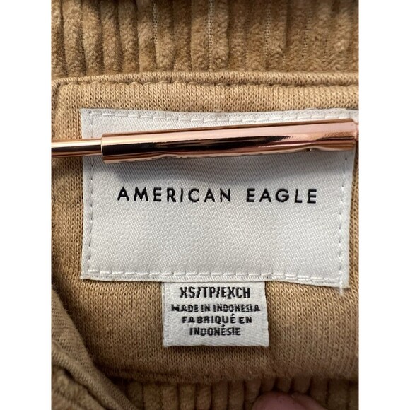 AE American Eagle Hooded Cropped Corduroy Button-Up Shirt Womens Size XS - Picture 8 of 11